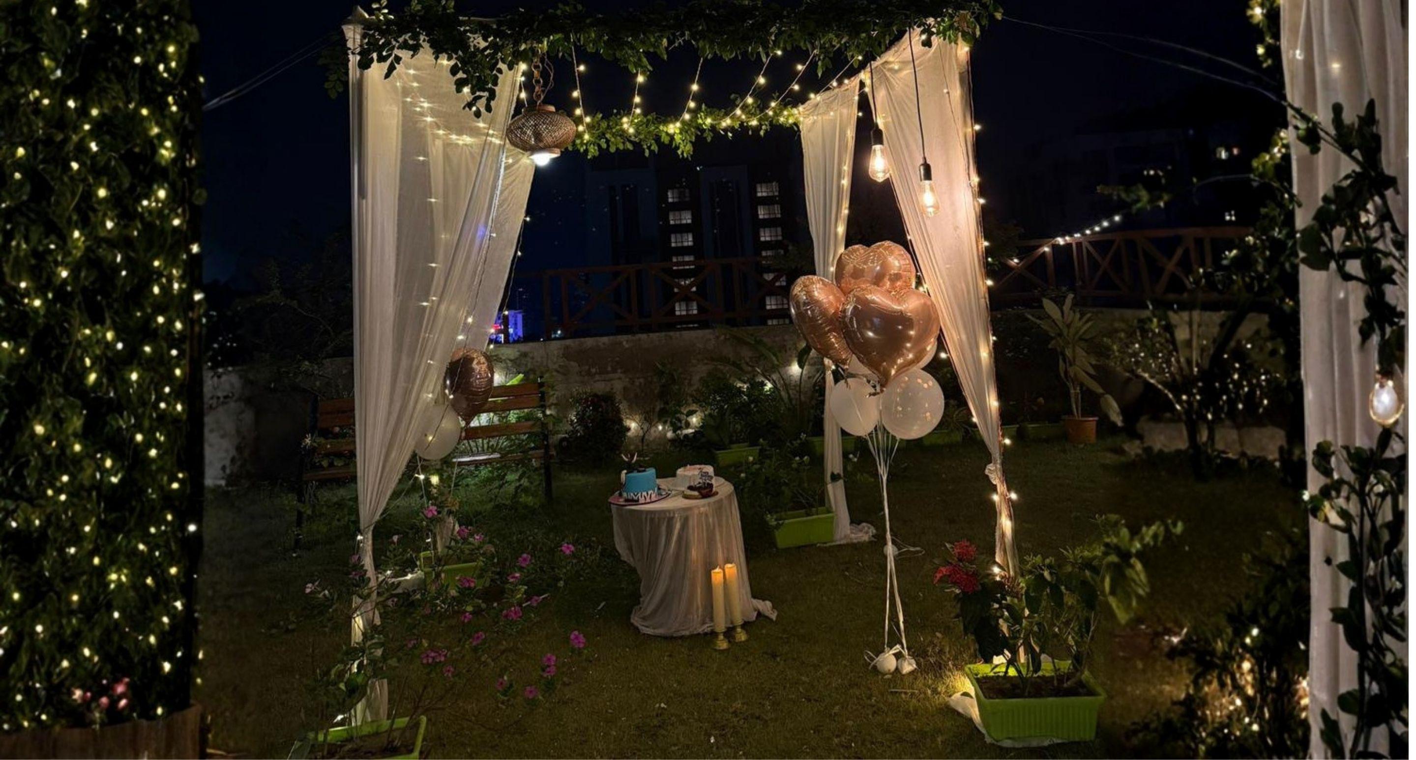 Luxury event setup with floral and candle decor
